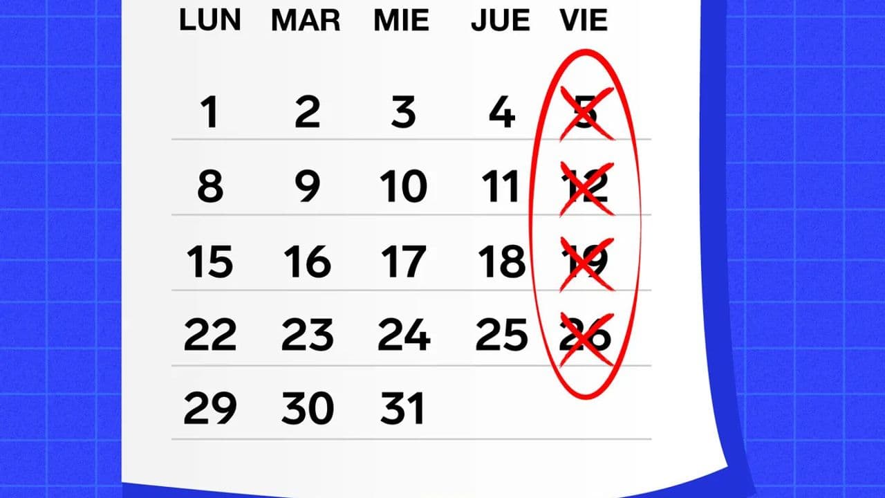 Calendario de semana laboral con 4 días