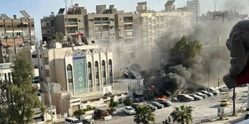 Consulado iraní en Damasco tras ser alcanzado por un ataque aéreo israelí