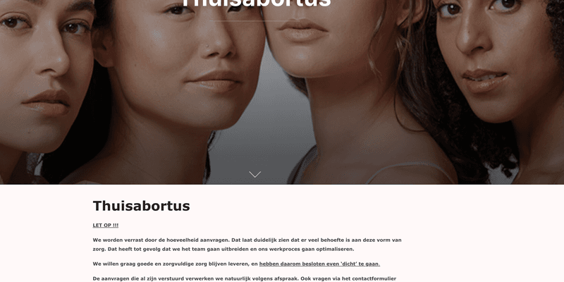 Página de inicio de la web Thuisabortus