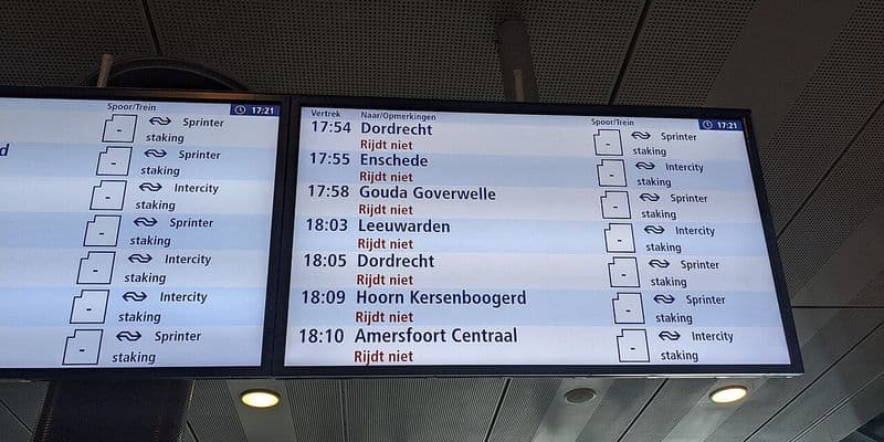 Interrupciones en trenes Ámsterdam y Schiphol del 10 al 13 de enero
