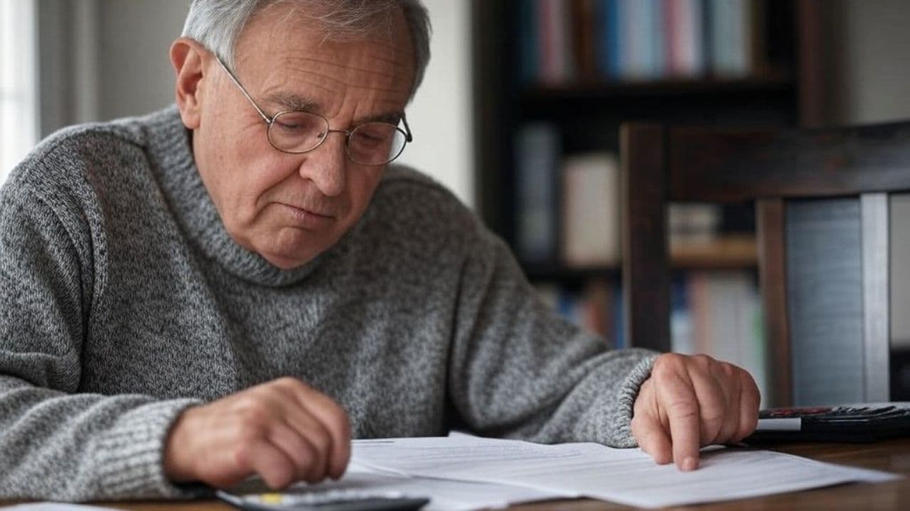 Persona mayor revisando facturas