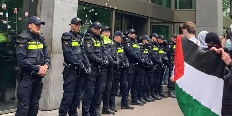 Protesta por Gaza en la Universidad de Leiden